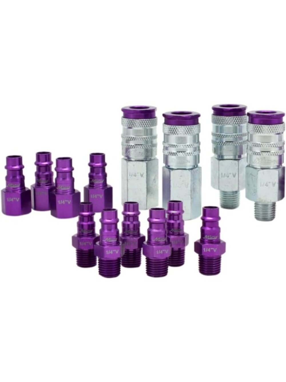 14pc Hi-Flo V Style 1/4" Air Tool Kit - Versatile & Durable, Purple Color